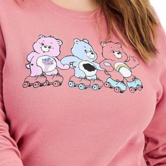 Care Bears Women's Thermal Shirt Graphic Tee Top Long Sleeve Pink Size 3X NWOT - Picture 2 of 7